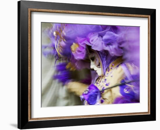 Venice, Veneto, Italy, a Mask in Movement on Piazza San Marco During Carnival-Ken Scicluna-Framed Photographic Print