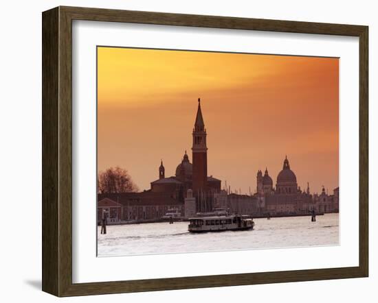 Venice, Veneto, Italy, a Vaporetto Crossing the Bacino Di San Marco Between the Churches of Santa M-Ken Scicluna-Framed Photographic Print