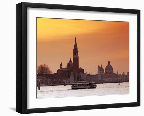 Venice, Veneto, Italy, a Vaporetto Crossing the Bacino Di San Marco Between the Churches of Santa M-Ken Scicluna-Framed Photographic Print