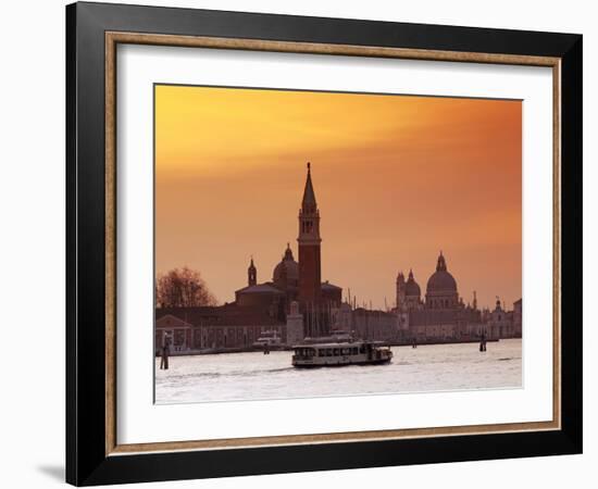 Venice, Veneto, Italy, a Vaporetto Crossing the Bacino Di San Marco Between the Churches of Santa M-Ken Scicluna-Framed Photographic Print