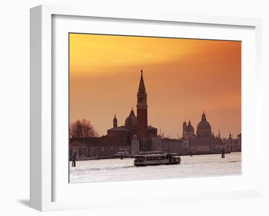 Venice, Veneto, Italy, a Vaporetto Crossing the Bacino Di San Marco Between the Churches of Santa M-Ken Scicluna-Framed Photographic Print