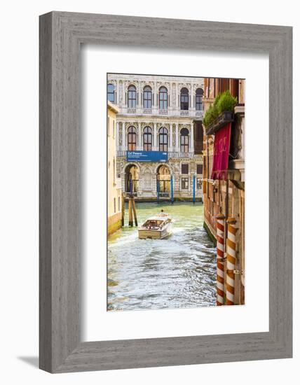 Venice, Veneto, Italy. Buildings and boats in the canals. Ca' Pesaro Palace-Francesco Riccardo Iacomino-Framed Photographic Print