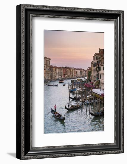 Venice, Veneto, Italy. Buildings and gondola from Rialto Bridge-Francesco Riccardo Iacomino-Framed Photographic Print
