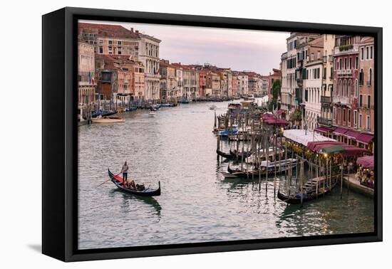 Venice, Veneto, Italy. Buildings and gondola from Rialto Bridge-Francesco Riccardo Iacomino-Framed Premier Image Canvas