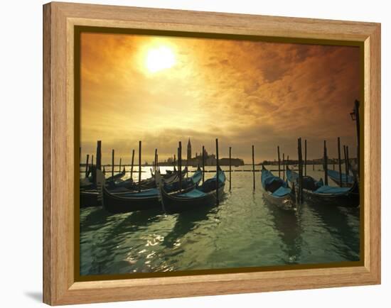 Venice, Veneto, Italy, Gondolas Tied at the Bacino Di San Marco-Ken Scicluna-Framed Premier Image Canvas