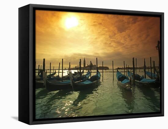 Venice, Veneto, Italy, Gondolas Tied at the Bacino Di San Marco-Ken Scicluna-Framed Premier Image Canvas