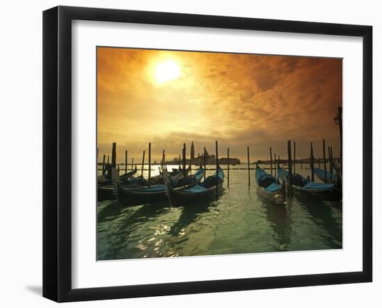 Venice, Veneto, Italy, Gondolas Tied at the Bacino Di San Marco-Ken Scicluna-Framed Photographic Print