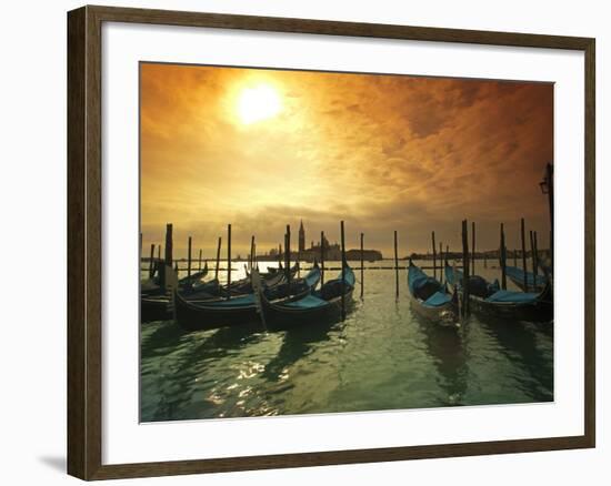 Venice, Veneto, Italy, Gondolas Tied at the Bacino Di San Marco-Ken Scicluna-Framed Photographic Print