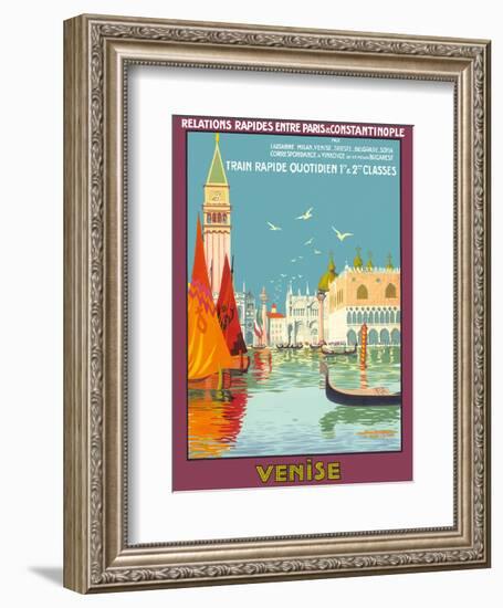 Venice (Venise), Italy - Venetian Grand Canal - Fast Train Daily-Geo Dorival-Framed Art Print