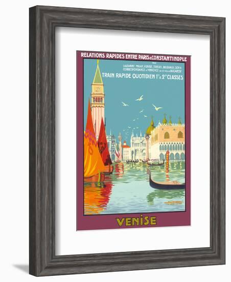 Venice (Venise), Italy - Venetian Grand Canal - Fast Train Daily-Geo Dorival-Framed Art Print