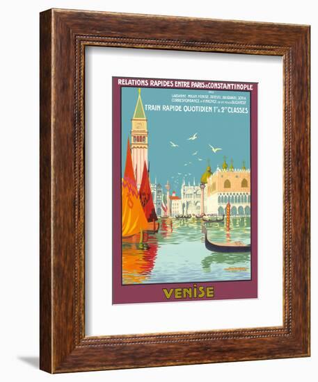 Venice (Venise), Italy - Venetian Grand Canal - Fast Train Daily-Geo Dorival-Framed Art Print