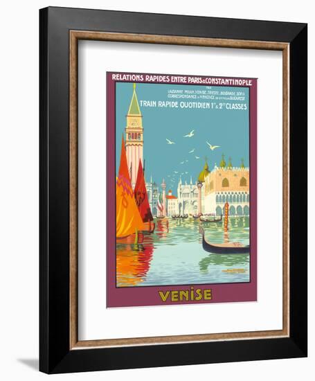 Venice (Venise), Italy - Venetian Grand Canal - Fast Train Daily-Geo Dorival-Framed Art Print