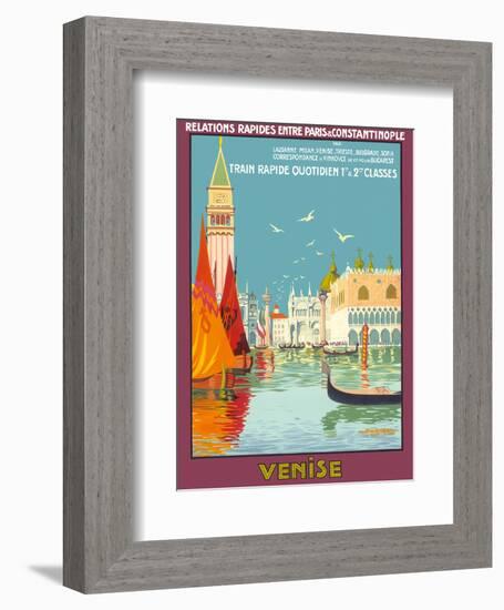 Venice (Venise), Italy - Venetian Grand Canal - Fast Train Daily-Geo Dorival-Framed Art Print