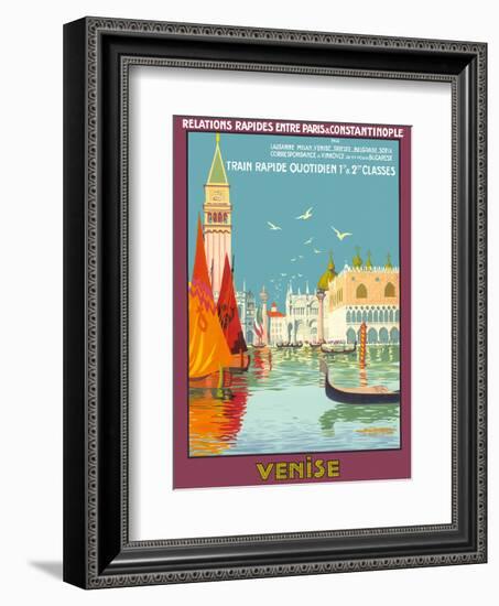 Venice (Venise), Italy - Venetian Grand Canal - Fast Train Daily-Geo Dorival-Framed Art Print