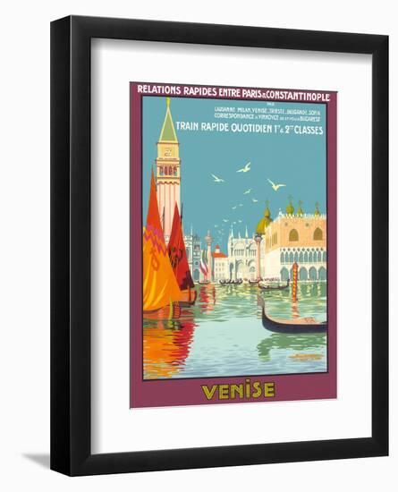 Venice (Venise), Italy - Venetian Grand Canal - Fast Train Daily-Geo Dorival-Framed Art Print