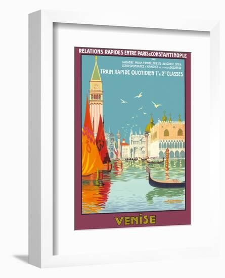 Venice (Venise), Italy - Venetian Grand Canal - Fast Train Daily-Geo Dorival-Framed Art Print