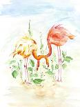 Flamingo Couple - Watercolor Illustration-venimo-Art Print