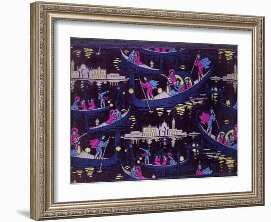 Venise, Fete De Nuit Furnishing Fabric, Woven Silk, France, c.1921-Georges Barbier-Framed Giclee Print