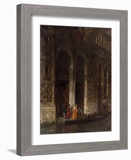 Venise, sortie du palais des Doges sous le Pont des Soupirs-Felix Ziem-Framed Giclee Print