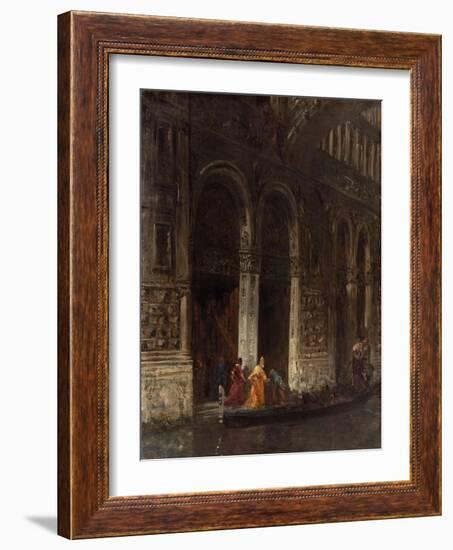 Venise, sortie du palais des Doges sous le Pont des Soupirs-Felix Ziem-Framed Giclee Print