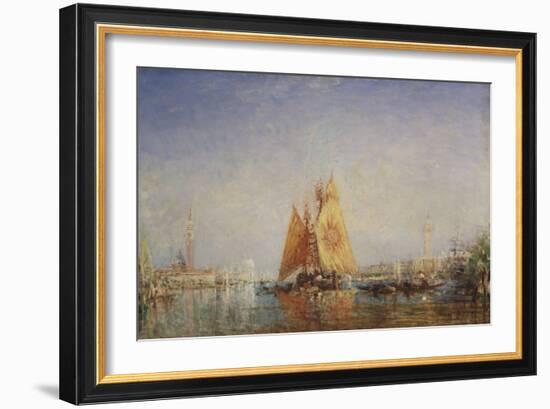 Venise, Trabacco à la voile jaune-Félix Ziem-Framed Giclee Print