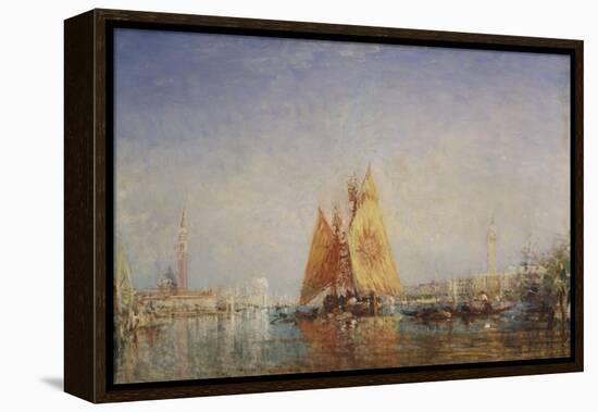 Venise, Trabacco à la voile jaune-Félix Ziem-Framed Premier Image Canvas