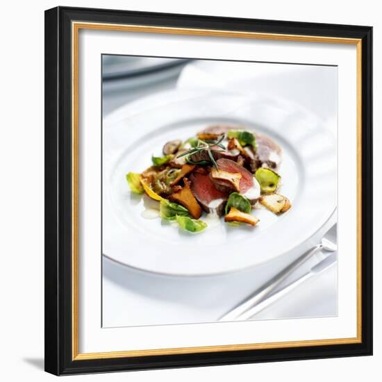 Venison Fillet with Sprout Leaves and Chanterelle Mushrooms-Stefan Braun-Framed Photographic Print