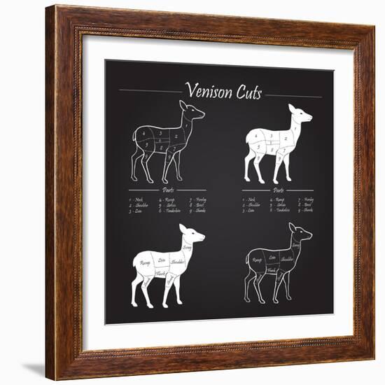 Venison Meat Cut Diagram Scheme-ONiONAstudio-Framed Art Print