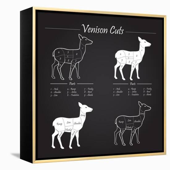 Venison Meat Cut Diagram Scheme-ONiONAstudio-Framed Stretched Canvas