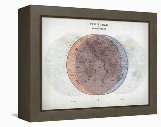 Venn Diagram of Humans - 1873, The World in Hemispheres Map-null-Framed Premier Image Canvas