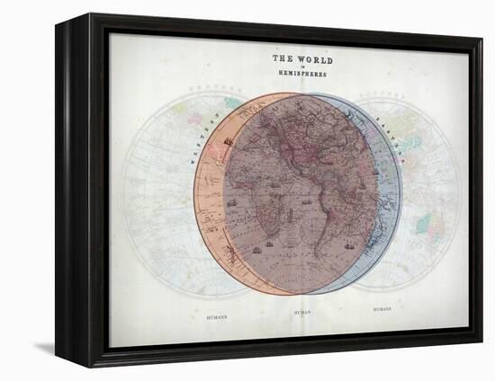 Venn Diagram of Humans - 1873, The World in Hemispheres Map-null-Framed Premier Image Canvas