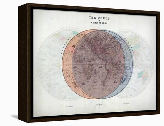 Venn Diagram of Humans - 1873, The World in Hemispheres Map-null-Framed Premier Image Canvas