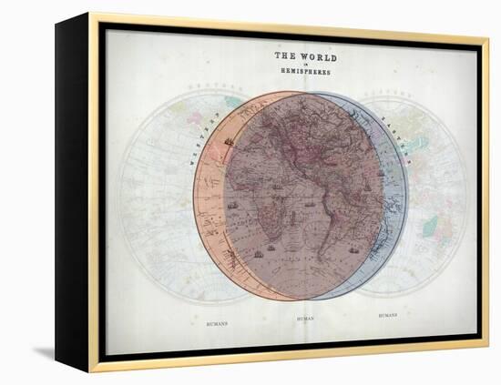 Venn Diagram of Humans - 1873, The World in Hemispheres Map-null-Framed Premier Image Canvas