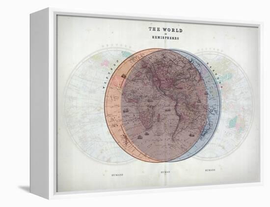 Venn Diagram of Humans - 1873, The World in Hemispheres Map-null-Framed Premier Image Canvas