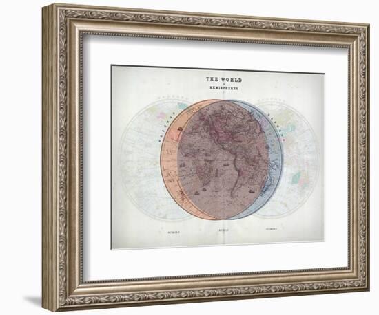 Venn Diagram of Humans - 1873, The World in Hemispheres Map-null-Framed Premium Giclee Print