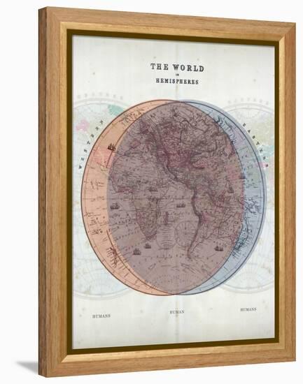 Venn Diagram of Humans - 1873, The World in Hemispheres Map-null-Framed Premier Image Canvas