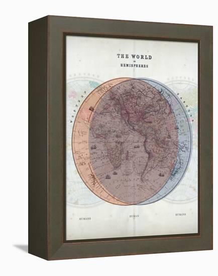 Venn Diagram of Humans - 1873, The World in Hemispheres Map-null-Framed Premier Image Canvas