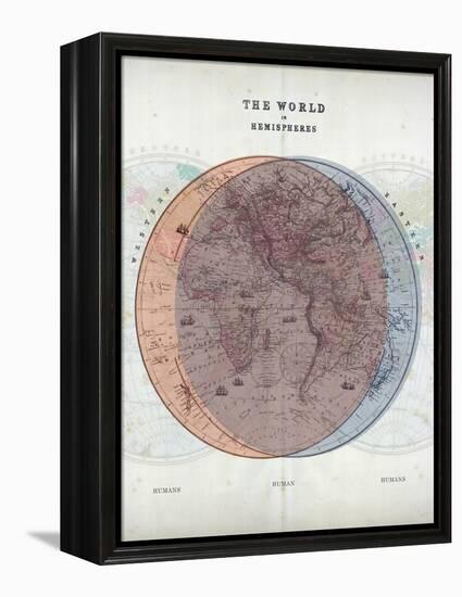 Venn Diagram of Humans - 1873, The World in Hemispheres Map-null-Framed Premier Image Canvas