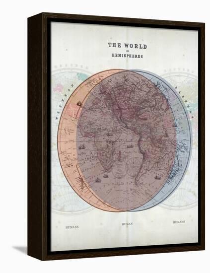 Venn Diagram of Humans - 1873, The World in Hemispheres Map-null-Framed Premier Image Canvas