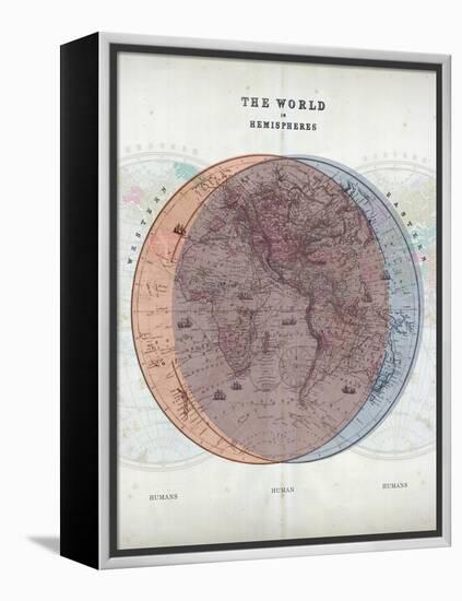 Venn Diagram of Humans - 1873, The World in Hemispheres Map-null-Framed Premier Image Canvas