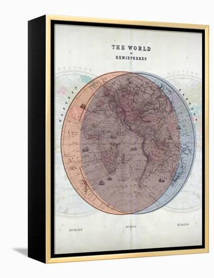 Venn Diagram of Humans - 1873, The World in Hemispheres Map-null-Framed Premier Image Canvas