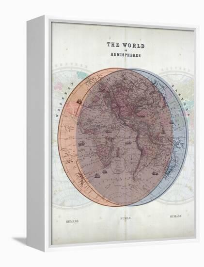 Venn Diagram of Humans - 1873, The World in Hemispheres Map-null-Framed Premier Image Canvas