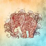 Tattoo Profile Elephant with Patterns and Ornaments-Vensk-Framed Art Print