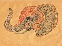 Beautiful Hand-Painted Elephant with Floral Ornament-Vensk-Framed Art Print