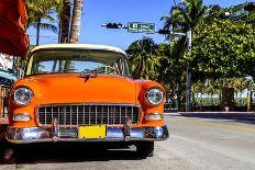 Classic American Car on South Beach, Miami.-vent du sud-Photographic Print