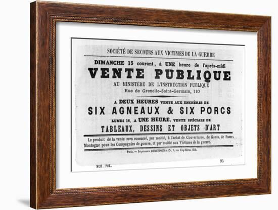 Vente Publique, from French Political Posters of the Paris Commune, May 1871-null-Framed Giclee Print