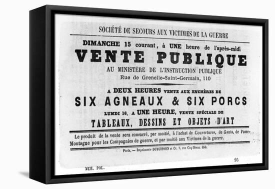 Vente Publique, from French Political Posters of the Paris Commune, May 1871-null-Framed Premier Image Canvas