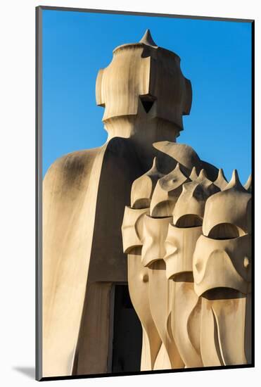 Ventilation Towers on the Rooftop of Casa Mila or La Pedrera, Barcelona, Catalonia, Spain-Stefano Politi Markovina-Mounted Photographic Print