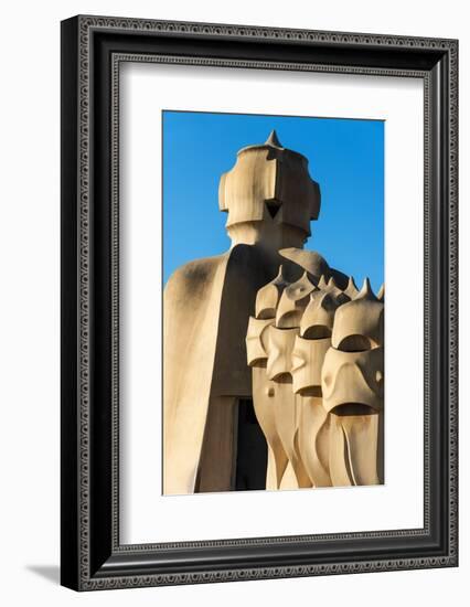 Ventilation Towers on the Rooftop of Casa Mila or La Pedrera, Barcelona, Catalonia, Spain-Stefano Politi Markovina-Framed Photographic Print