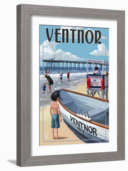 Ventnor, New Jersey - Lifeguard Stand-Lantern Press-Framed Art Print